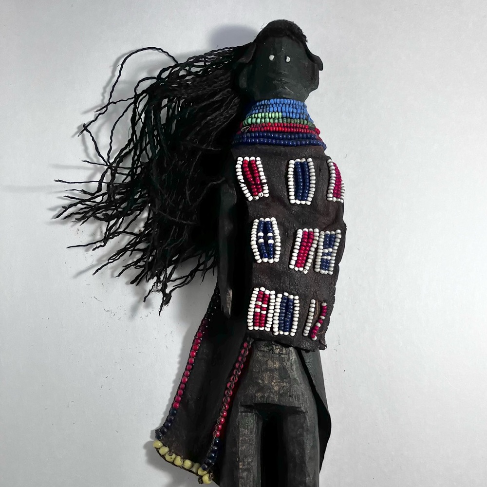 AFRICAN Ikoku FERTILITY DOLL / Turkana Region of Kenya / Carved Wood / Beaded